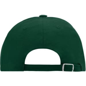 A green 6 Panel Raver Cap featuring a strap at the back and a rounded crown.