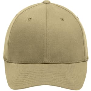 A khaki Original Flexfit® cap with a rounded crown and a curved brim, featuring a logo on the front.