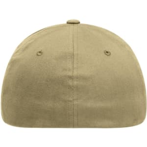A khaki Original Flexfit® cap with a rounded shape and a small button on top, featuring ventilation holes.
