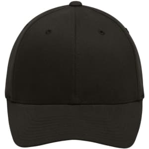 A black Original Flexfit® cap with a structured design and an adjustable fit. It features a logo on the side.