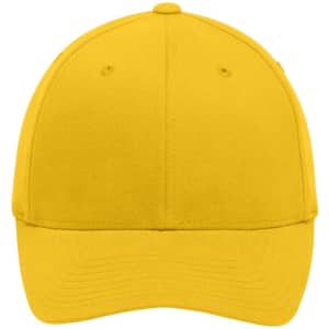 A yellow Original Flexfit® cap with a curved brim and a structured front panel, featuring a logo.