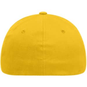 A yellow Original Flexfit® cap featuring a rounded crown and a logo on the side.