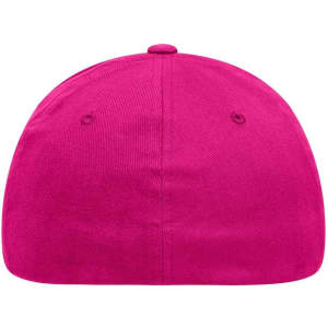 A pink Original Flexfit® cap with a rounded shape, showcasing the back view and a logo.