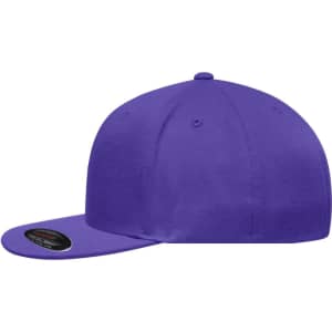 A purple flat peak cap with a structured design and a minor logo on the side.