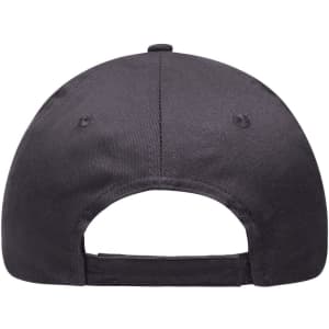 A black 6 panel brushed sandwich cap displayed from the back, featuring an adjustable strap.