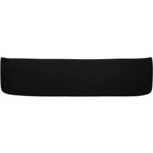 A black sport sunvisor with a textured surface and a logo on the front.