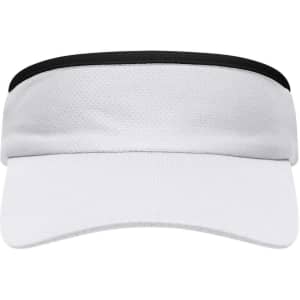 A sport sunvisor featuring a white design with a black trim. The product has a logo on it.