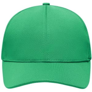 A green 6-panel sport mesh cap with a structured crown and a curved brim. It features a logo on the front.