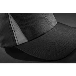 A black safety cap with reflective detailing, designed for safety wear uniforms. It features a structured brim and fabric sides.