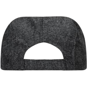 A grey herringbone cap with an open back, featuring a textured fabric and a seamless design.