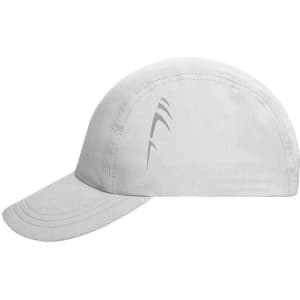 A grey 3 panel cap featuring a curved brim and a logo on the side. The design is sleek and simple.