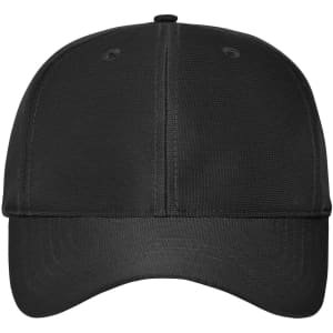 A black 6 panel workwear cap with a curved brim and a logo on the front.