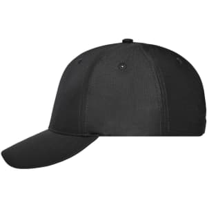 A black 6-panel workwear cap featuring a curved brim and a logo. Suitable for various workwear occasions.