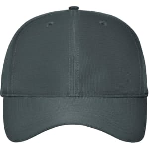 A grey 6-panel workwear cap with a structured front, featuring ventilation holes and a logo.