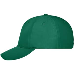 A green 6-panel workwear cap with a logo, featuring a structured crown and a curved brim.