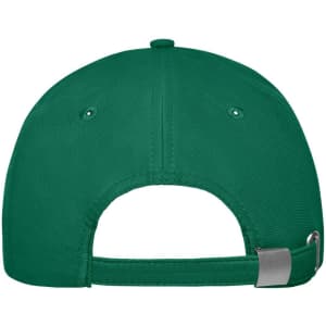 A green 6-panel workwear cap, featuring a strap at the back and ventilation holes. It includes a logo.
