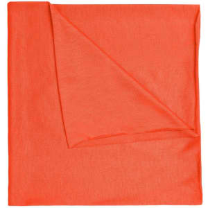 An orange Economic X-Tube Polyester bandanna with a folded corner, featuring a branding logo.