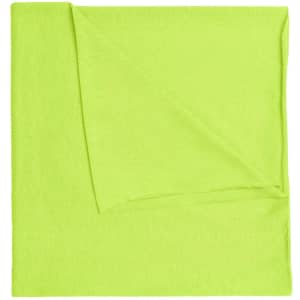 A vibrant lime green bandanna made of lightweight polyester fabric, featuring a soft texture and a folded corner.