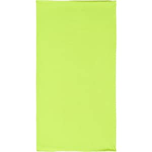 A bright yellow-green bandanna made of polyester, suitable for headwear, featuring a simple design and branding.