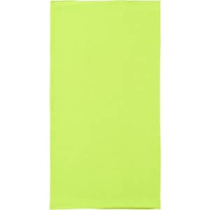 A bright yellow bandanna made of polyester, featuring a logo. Ideal for headwear accessories.