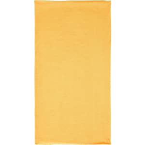 A yellow bandanna made of Economic X-Tube Polyester, featuring a plain design and a logo.