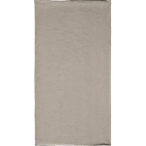 A tan polyester bandanna featuring a logo. Suitable for headwear.