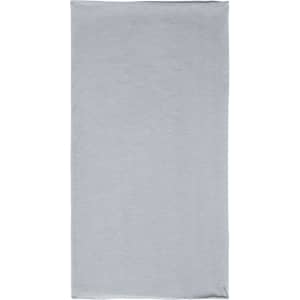 A light grey bandanna made from polyester, featuring a plain design and a branding logo.