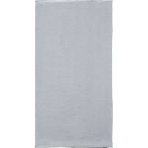 A grey bandanna made of polyester, featuring a simple design and a logo.