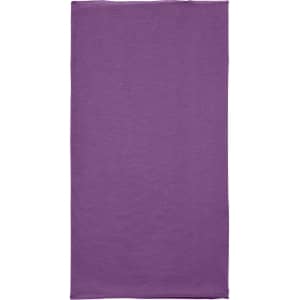 A purple bandanna made from Economic X-Tube Polyester, featuring a simple design and logo.