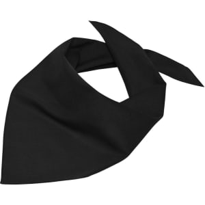 A triangular black scarf with a soft texture, featuring an elegant design. The scarf has a discreet logo.