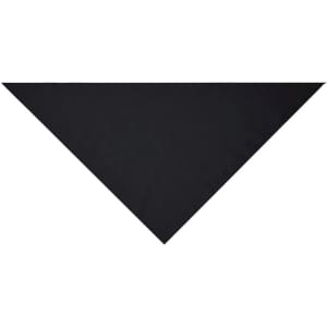 A triangular scarf in solid black fabric, featuring a simple and elegant design. It includes a brand logo.