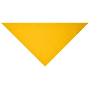 A triangular scarf in vibrant yellow, made from soft fabric. The accessory features a simple, clean design.