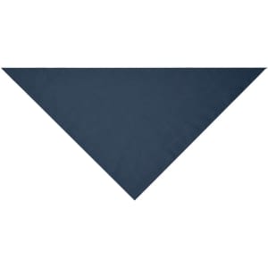 A triangular scarf in a solid navy colour, featuring a simple design and a logo.