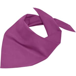 A triangular scarf in a vibrant shade of purple, featuring a simple design and no visible branding.