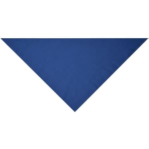 A triangular scarf in a solid deep blue colour, featuring a simple design and a smooth texture.