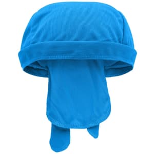 A blue Functional Bandana Hat featuring a breathable design and a rear tail for added protection.