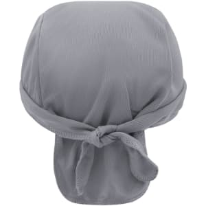 A grey Functional Bandana Hat featuring a breathable mesh design and a tied back for secure fitting.