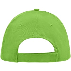 A green 5 Panel Promo Sandwich Cap featuring an adjustable strap at the back and a logo.