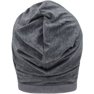 A Heather Summer Beanie in grey, featuring a soft, gathered design and a ribbed band at the bottom.