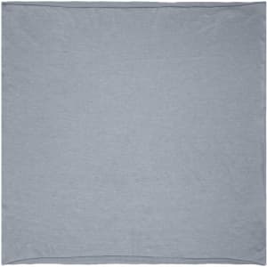 A grey loop scarf displayed flat, made from a soft, lightweight fabric. It features a simple, unadorned design and a logo.