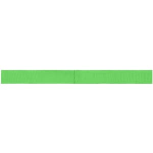 A green ribbon for promotional use, suitable for hats, featuring a simple design and a smooth texture.
