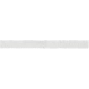 A white ribbon for promotional use, featuring a seamless design and a branding logo.