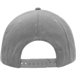 A grey 6 Panel Pro Cap Style cap featuring a rear strap and a branding logo.