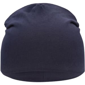 A navy Jersey Beanie with a smooth, fitted design, featuring a simple, seamless construction and no embellishments.