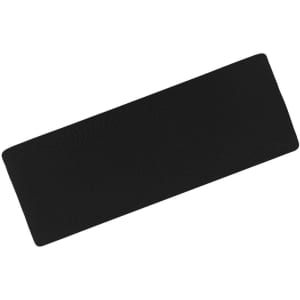 A black running headband with a plain design and a logo.