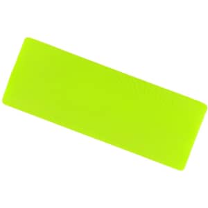 A bright yellow running headband with a smooth texture and a logo.