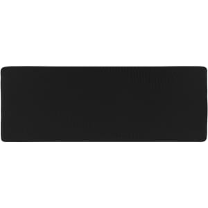 A black running headband with a smooth texture, featuring a simple design and a logo.