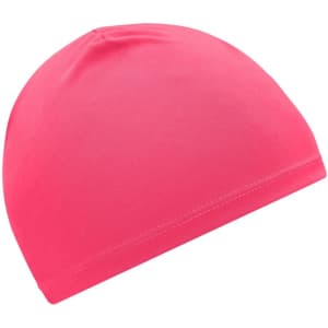 A pink running beanie with a smooth, fitted design and no visible branding.