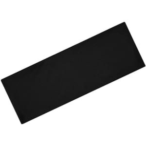 A black running headband, featuring a simple design and a logo. Ideal for sports activities.