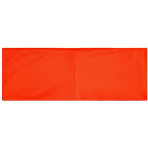 An orange running headband with a seamless design and a subtle logo.